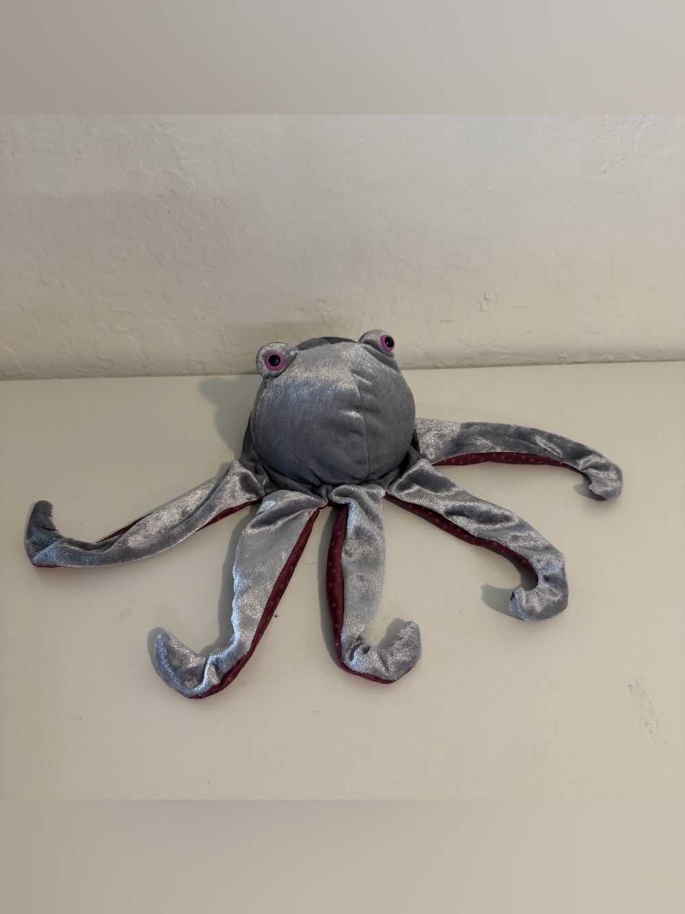 Vintage Caltoy Octopus Hand Puppet Plush Gray Purple Tentacles Toy 2000 Kids